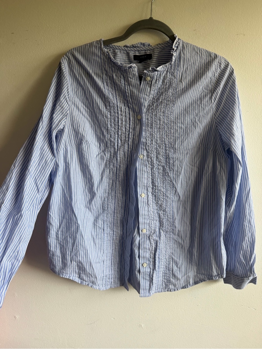 Light Blue Striped Womens  Button-Up Shirt